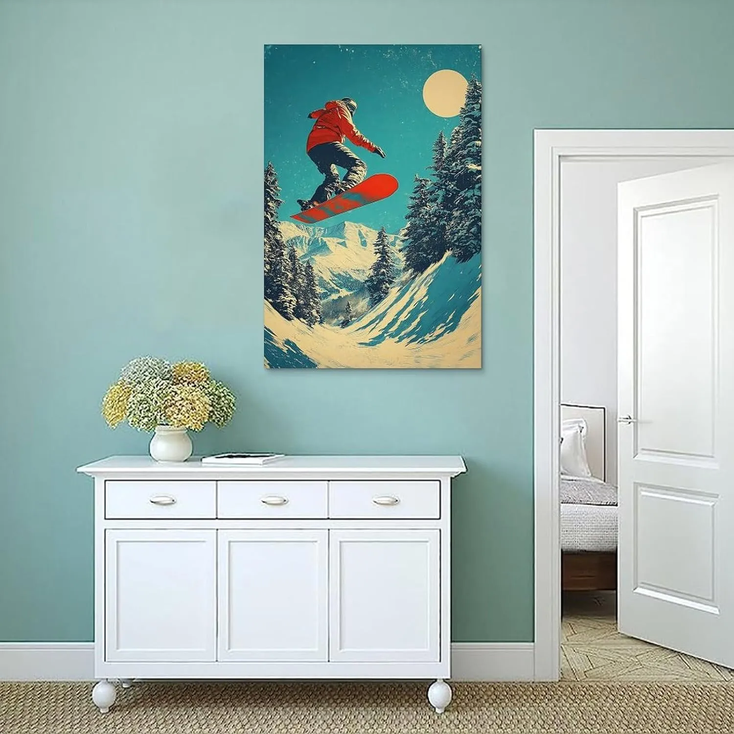 Snowboarding Action Poster Thrilling Mountain Adventure Art Perfect Wall Décor for Extreme Sports Lovers Canvas Wall Art Posters for Room Aesthetic 24x36inch(60x90cm) Unframe-style