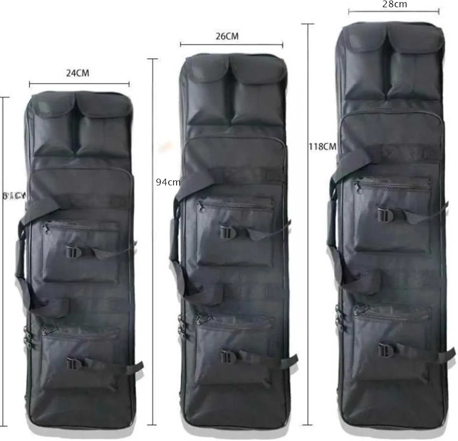 Soft Double Shotgun Rifle Case 32"/37"/46" Long Rifle Bag, Tactical Double Long Gun Bag, with Lockable Zipper and Backpack Strap, for Hunting and Shooting