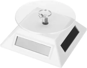 Solar Turntable 360 Degrees Showcase Rotating Stand Watch Phone Jewelry Organizer Display Stand (plastic 2)