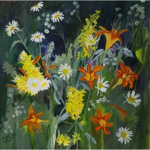 SOLD Summer 08 c-lb239by Lila Bacon Floral Painting on Canvas