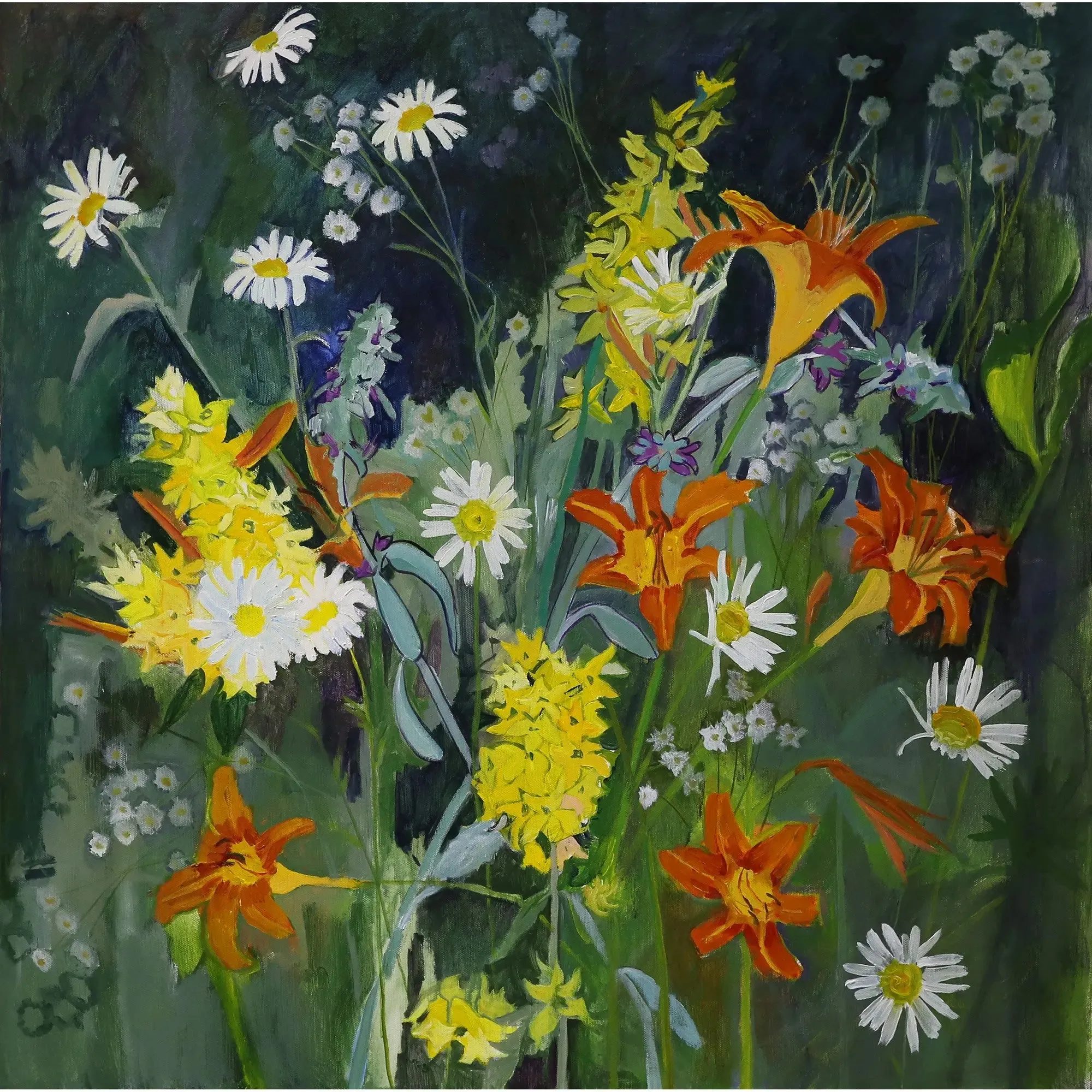 SOLD Summer 08 c-lb239by Lila Bacon Floral Painting on Canvas