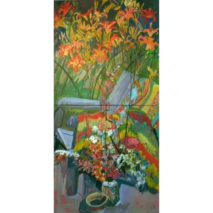 SOLD Summer Delight c-lb78 by Lila Bacon Floral Painting on Canvas SOLD