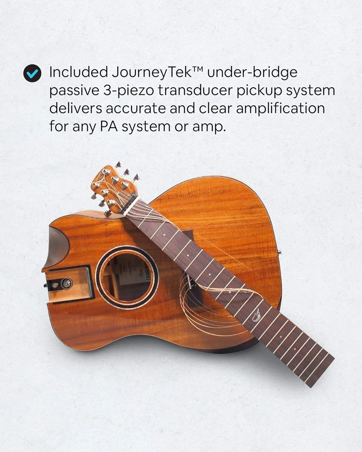 Solid Acacia Koa Travel Guitar – OF882C Traveling Acoustic-Electric Guitar with Collapsible Patented System – Portable Backpack Case (Overhead)