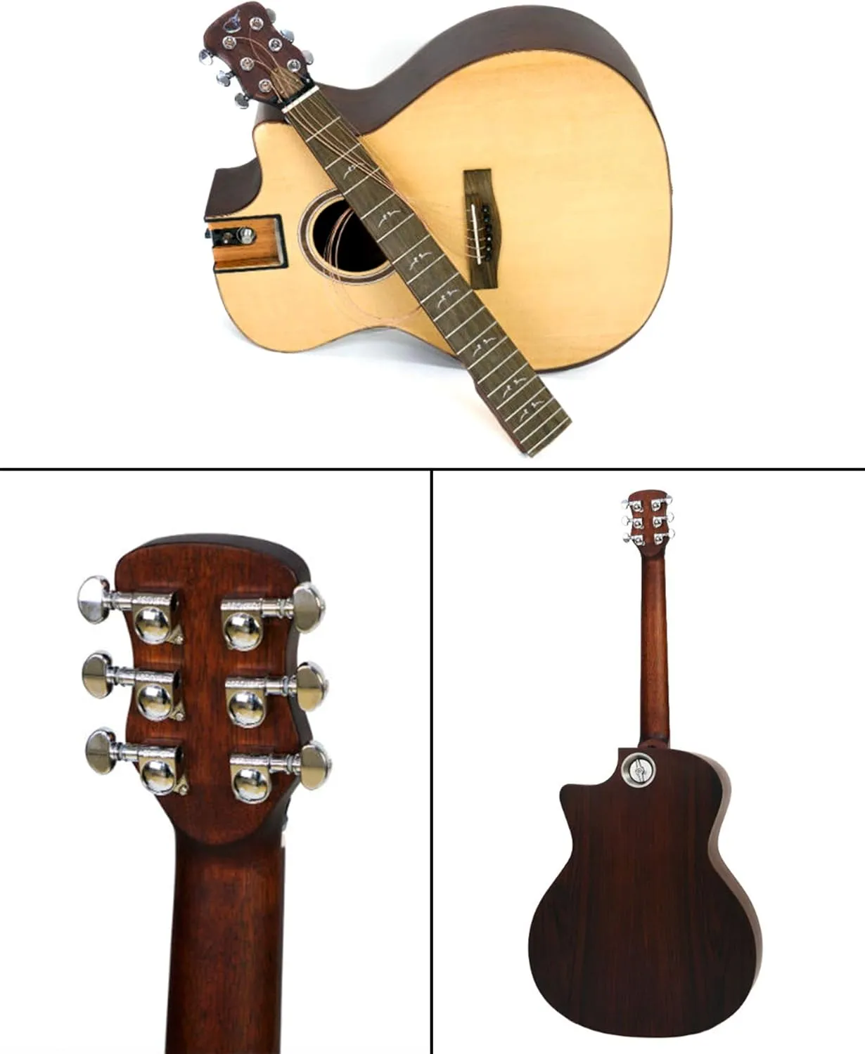 Solid Sitka Travel Guitar – FF422C Traveling Acoustic-Electric Collapsible Grand Auditorium Guitar – Portable Backpack Case