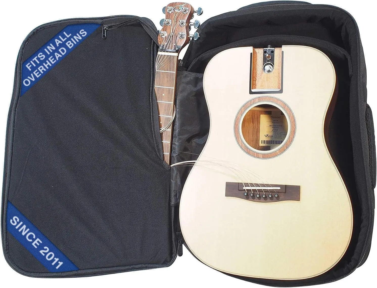 Solid Sitka Travel Guitar – OF422 Traveling Acoustic-Electric Guitar with Collapsible Patented System – Portable Backpack Case (Overhead)