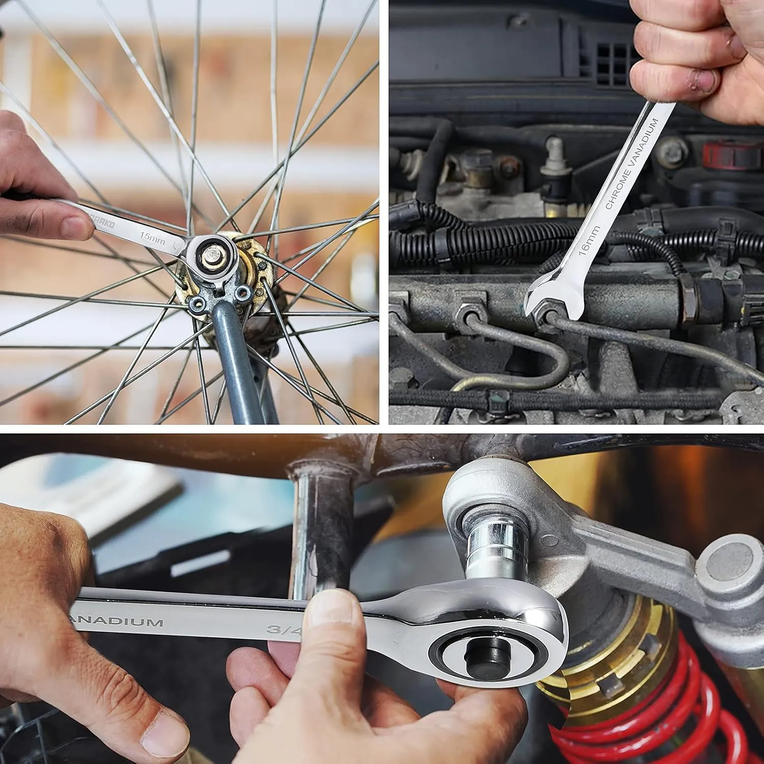SORAKO Ratcheting Combination Wrench Set, 22 Piece SAE Metric Ratchet Wrench Kit with Bit&Socket Adapter, 1/4″ - 3/4″, 6-18mm, Chrome Vanadium Steel Wrench Set with Carrying Bag