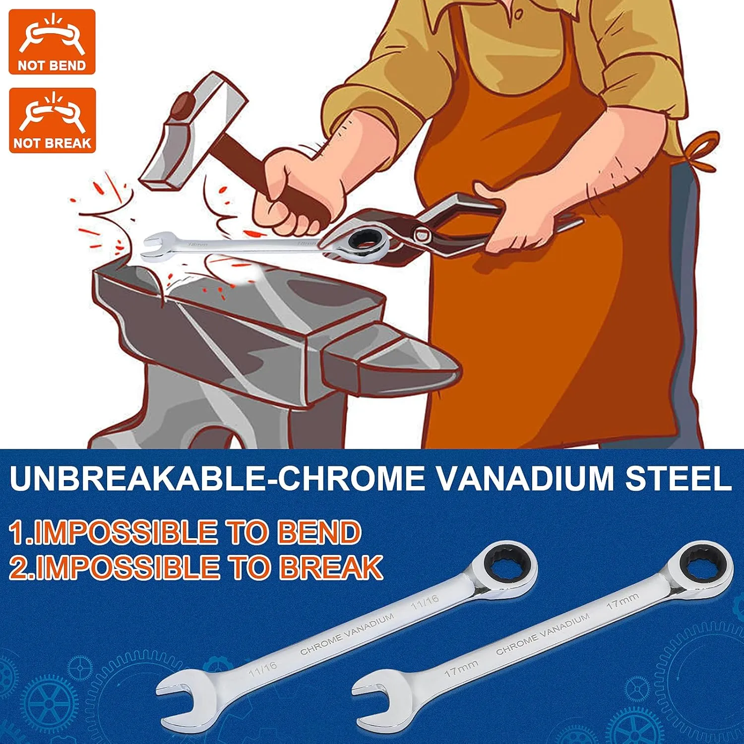 SORAKO Ratcheting Combination Wrench Set, 22 Piece SAE Metric Ratchet Wrench Kit with Bit&Socket Adapter, 1/4″ - 3/4″, 6-18mm, Chrome Vanadium Steel Wrench Set with Carrying Bag