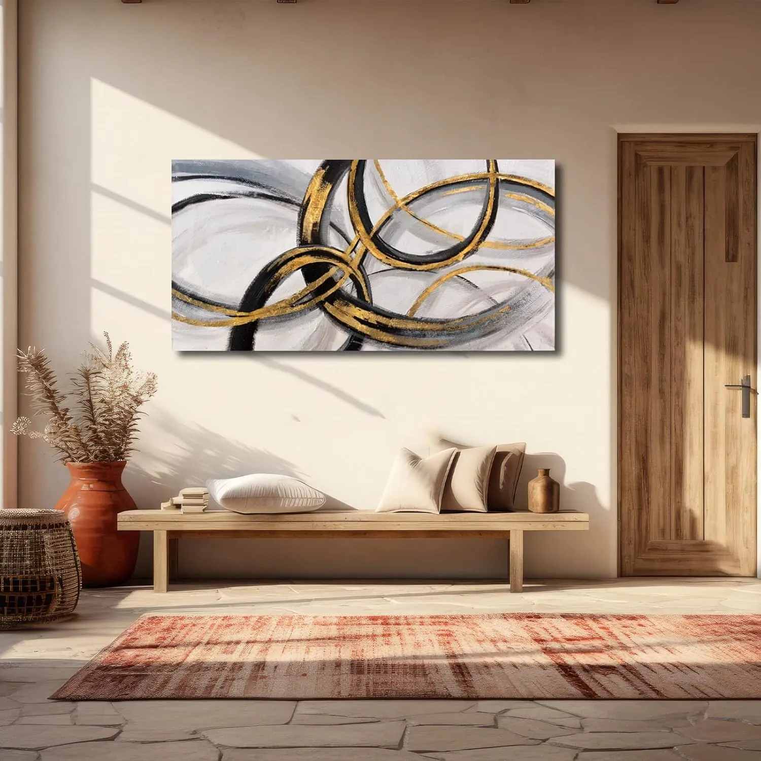 SOUGUAN Black Art Modern Art Picture for Bedroom Gray Abstract Oil Painting Home Decorations for Living Room Dining Room Office 24"x48"