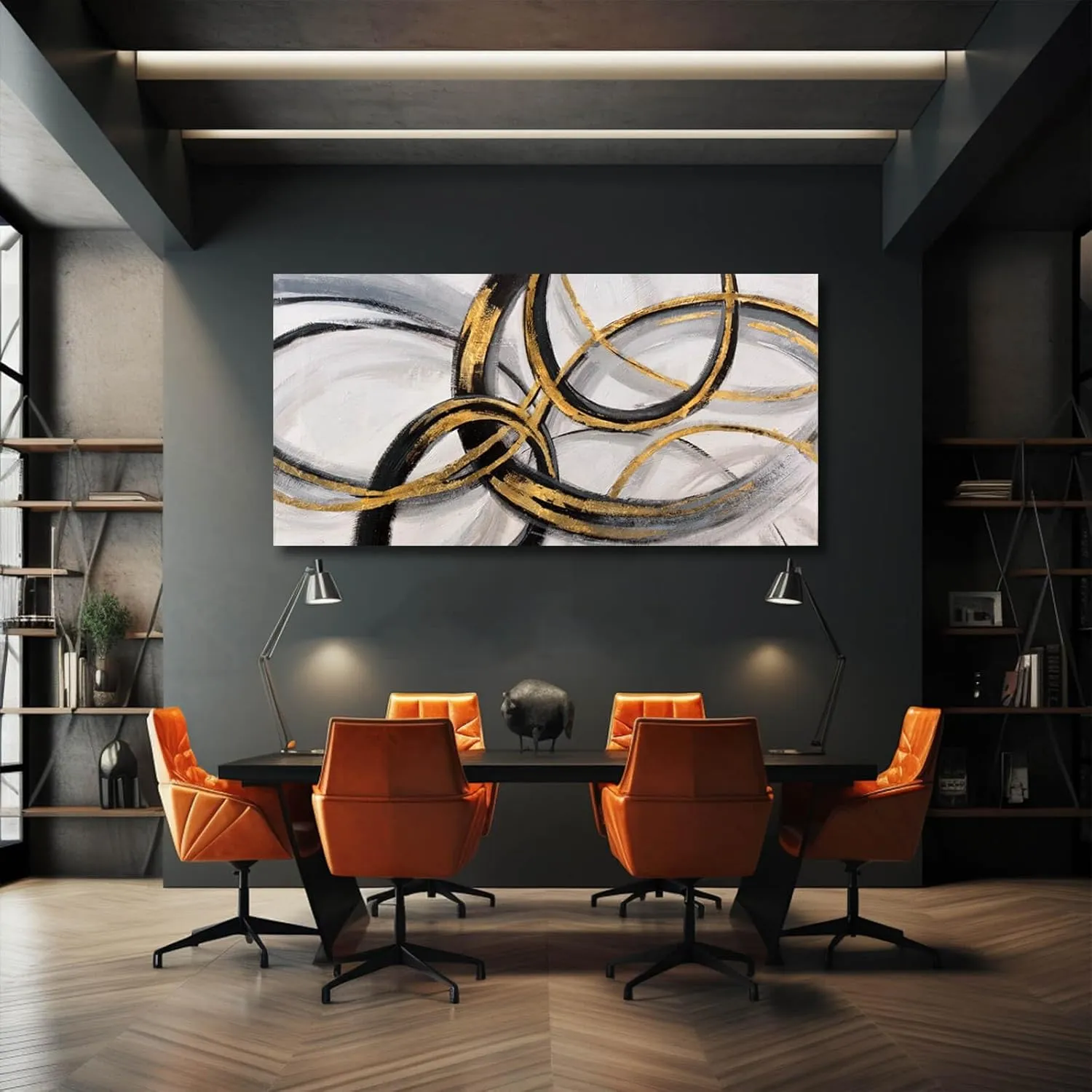 SOUGUAN Black Art Modern Art Picture for Bedroom Gray Abstract Oil Painting Home Decorations for Living Room Dining Room Office 24"x48"