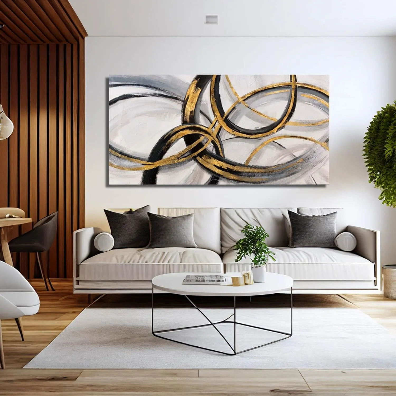 SOUGUAN Black Art Modern Art Picture for Bedroom Gray Abstract Oil Painting Home Decorations for Living Room Dining Room Office 24"x48"