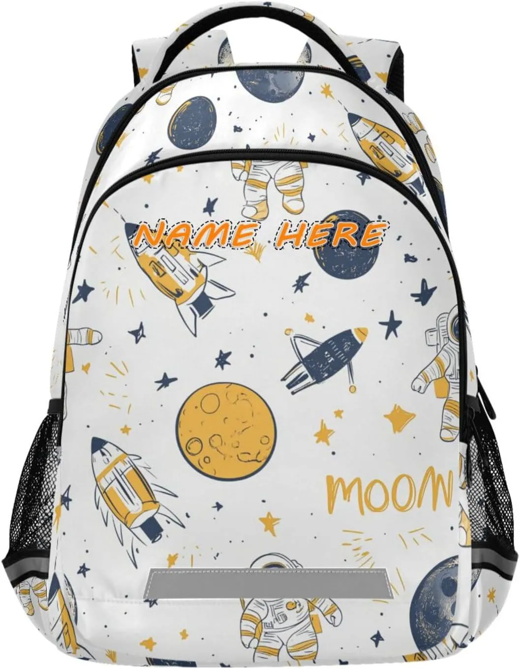 Space Ship Moon Handdrawn customized name kids sleeping bag backpack with chest strap personalized name tag books bag for 6th grade school boys girls bultos escolar para ni?as reflective