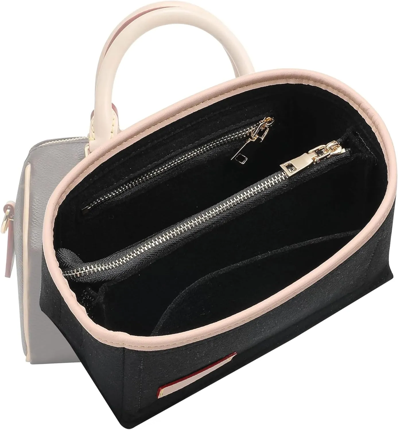 Speedy 20 Alma BB Felt Organizer Insert, Purse Organizer Insert for Handbags with Zipper Pocket and Bag in Bag (Black, Small)