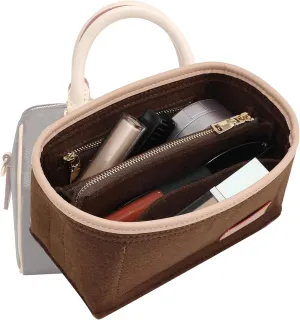 Speedy 20 Alma BB Felt Organizer Insert, Purse Organizer Insert for Handbags with Zipper Pocket and Bag in Bag (Brown, Small)