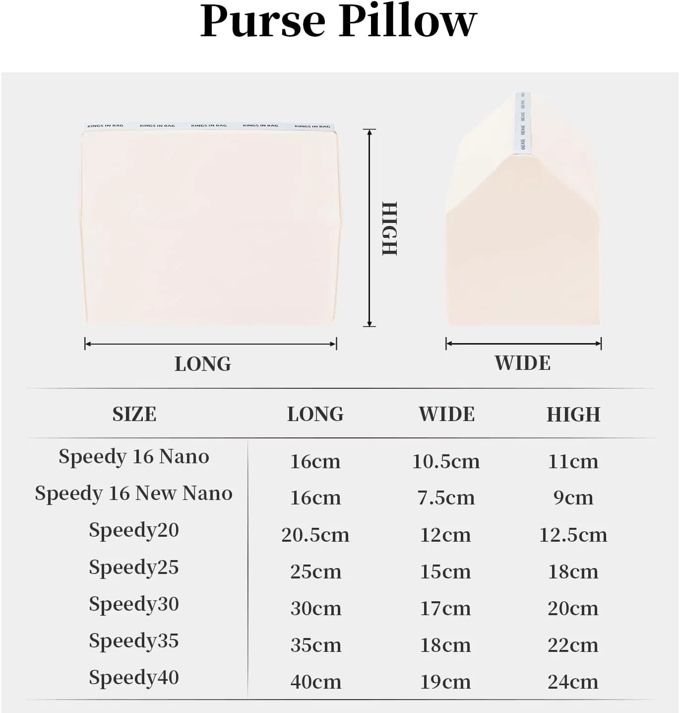 Speedy 25 Bag Pillow, Purse Shaper Insert Compatible with LV Speedy Bag, Handbag Filler with Soft Silk Surface and Memory Foam Inner without Overfull, Moisture-proof (Craie, Speedy25)
