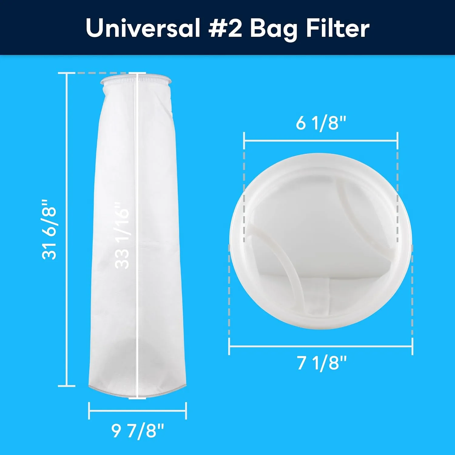 SpiroPure Size #2 Liquid Filter Bag 10 Micron, Polypropylene Felt, Polypropylene Ring (Case of 40)
