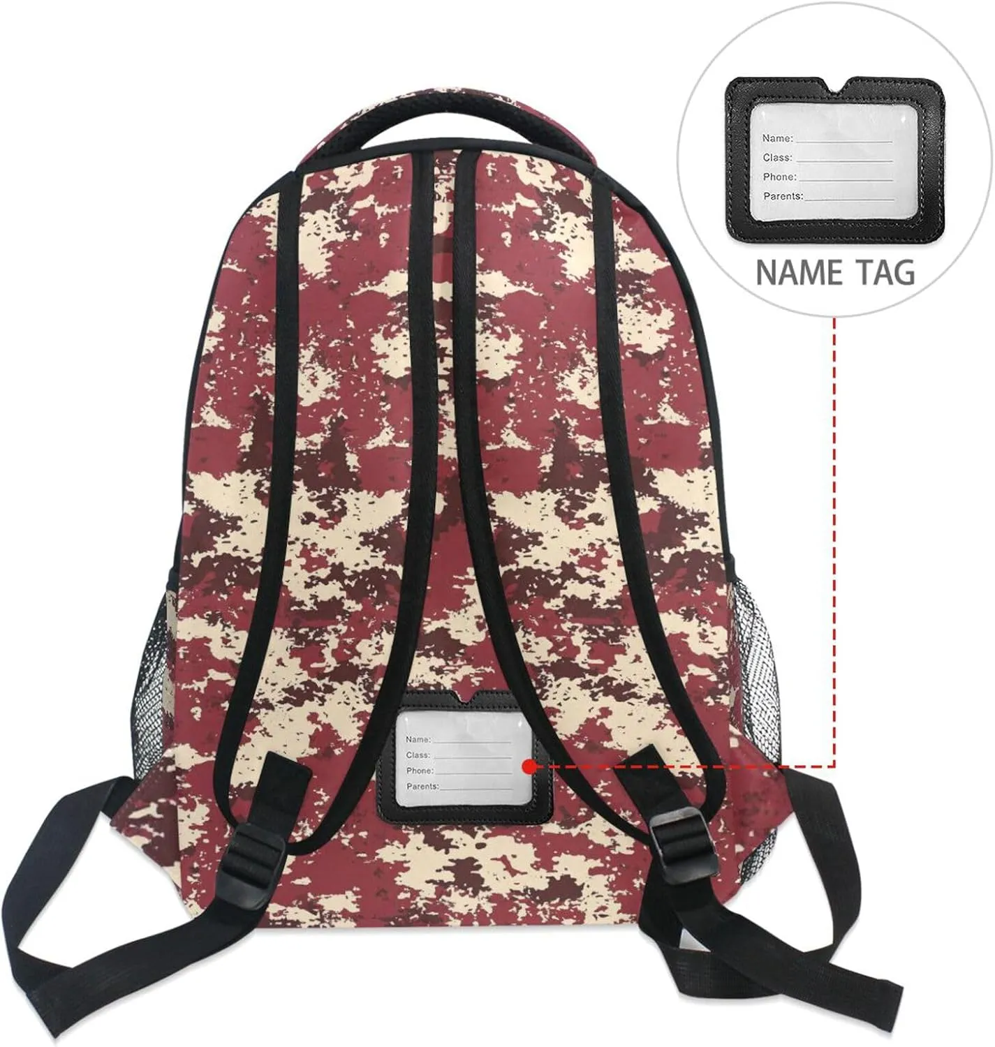 Sport Backpack for Men and Women Waterproof School Bag with Chest Strap Gift Men & Women Camouflage Burgundy