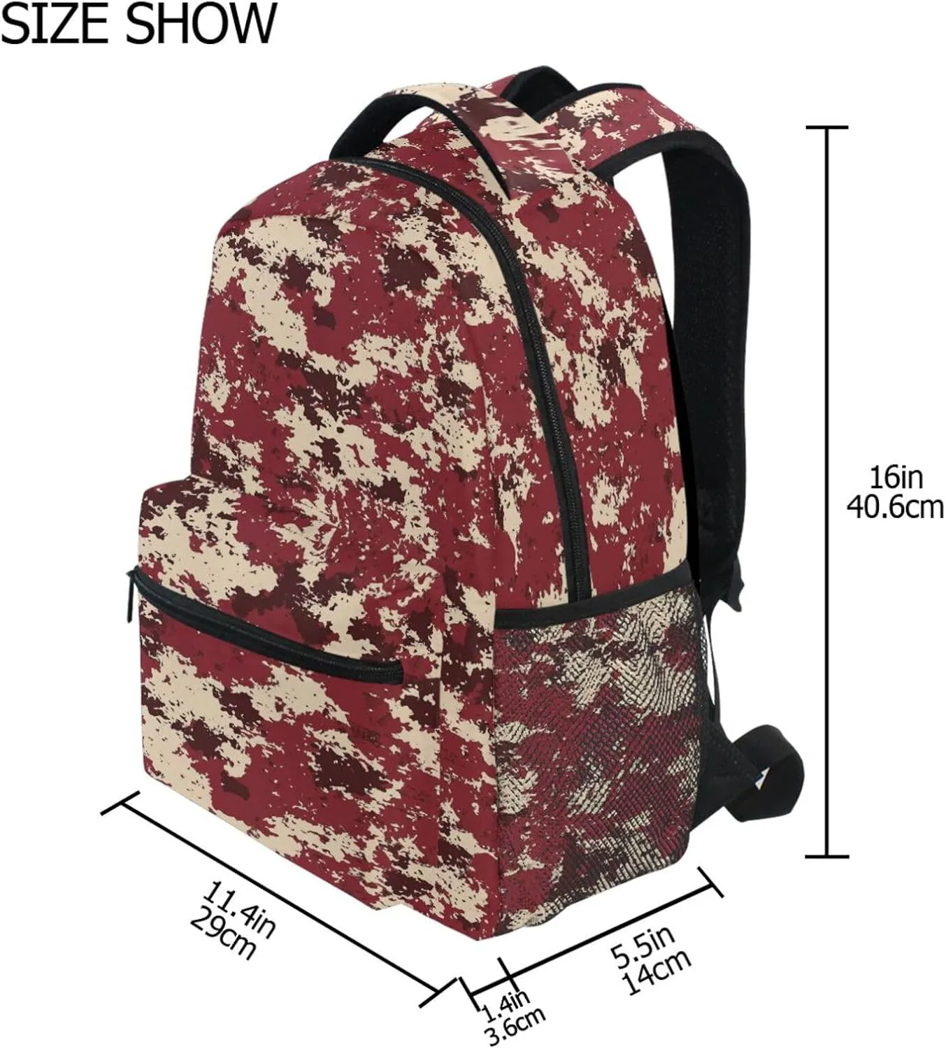 Sport Backpack for Men and Women Waterproof School Bag with Chest Strap Gift Men & Women Camouflage Burgundy