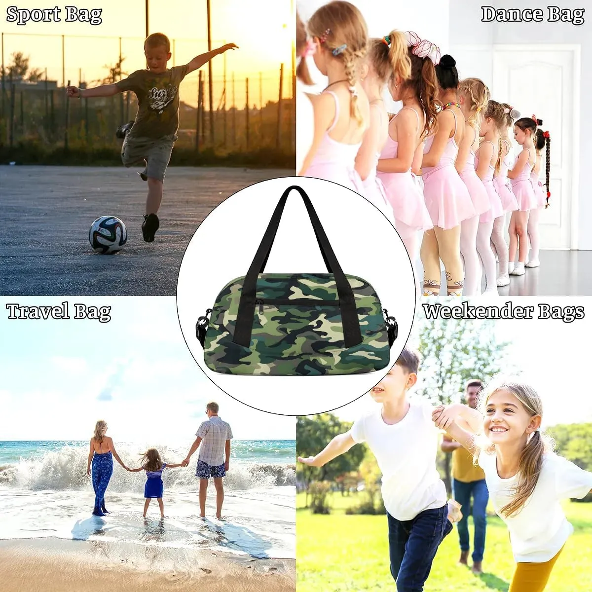 Sport Duffel Bag Camouflage Color Kids Gym Bag Weekender Overnight Bags for Boys Girls Teens Carry On Workout Travel Bag