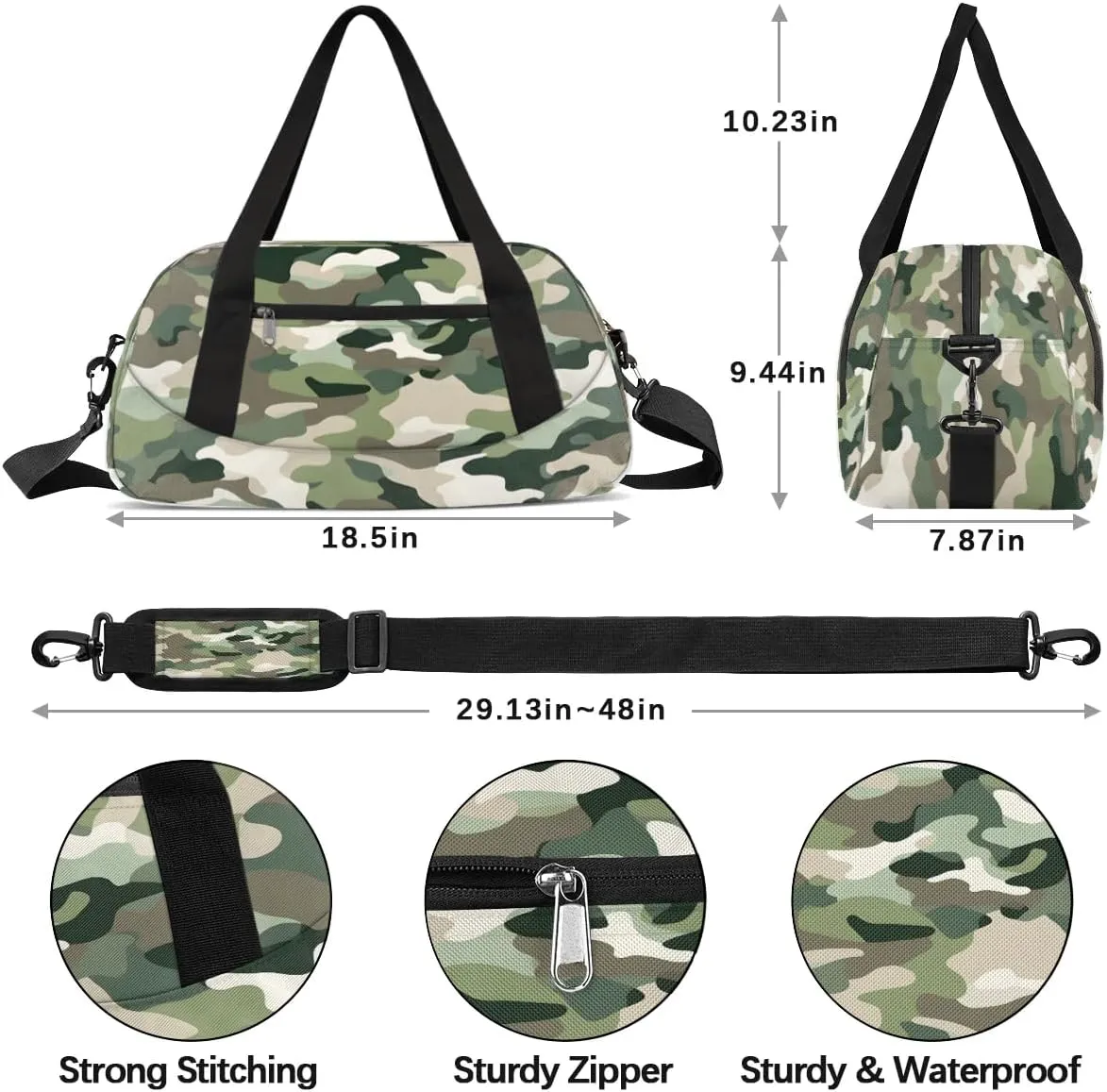 Sport Duffel Bag Camouflage Themed Kids Gym Bag Weekender Overnight Bags for Boys Girls Teens Carry On Workout Travel Bag