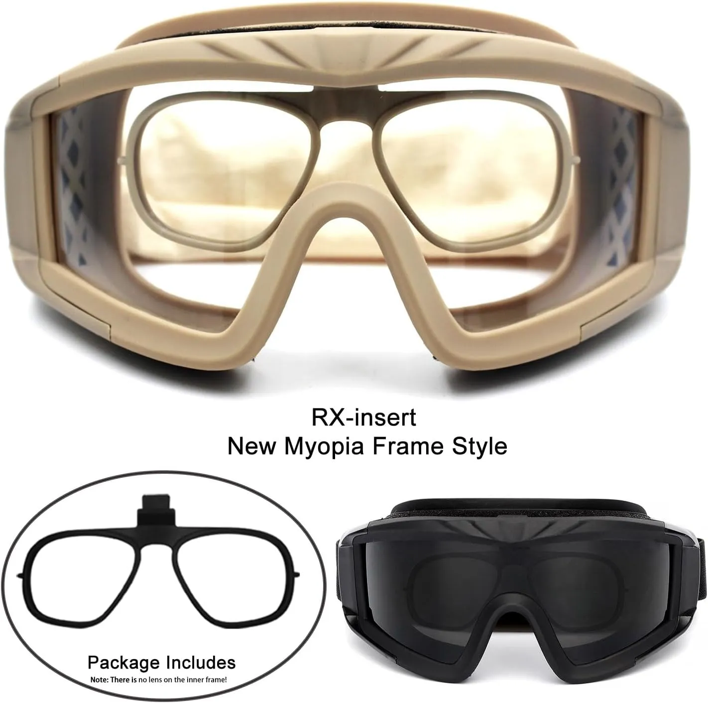 SPOSUNE Airsoft Goggles Anti Fog Army Tactical Goggles with 3 Interchangeable Lens UV400 Protection Airsoft Desert Goggles