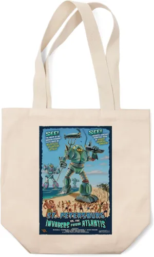 St. Petersburg, Florida, St. Petersburg vs. Atlantean Invaders (100% Cotton Canvas Reusable Tote Bag)