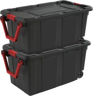 Sterilite 2-Pack Storage Bins, Plastic Organizer Containers w/ Lids & Wheels, 40 Gal