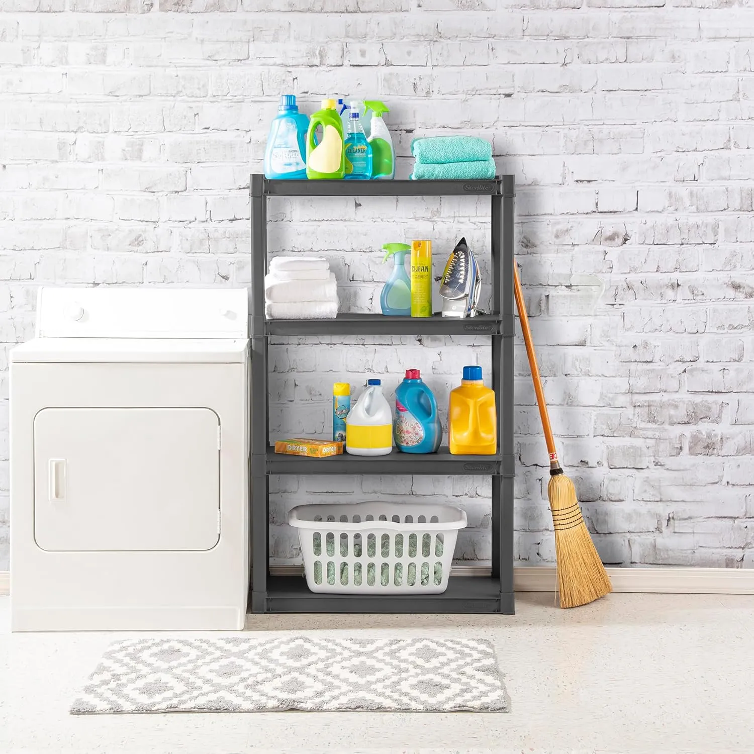 Sterilite 3-Pack 4 Shelf Unit, Heavy-Duty Shelving Storage and Utility Rack - Standing Plastic Organizer Shelves for Kitchen, Bathroom, and Garage