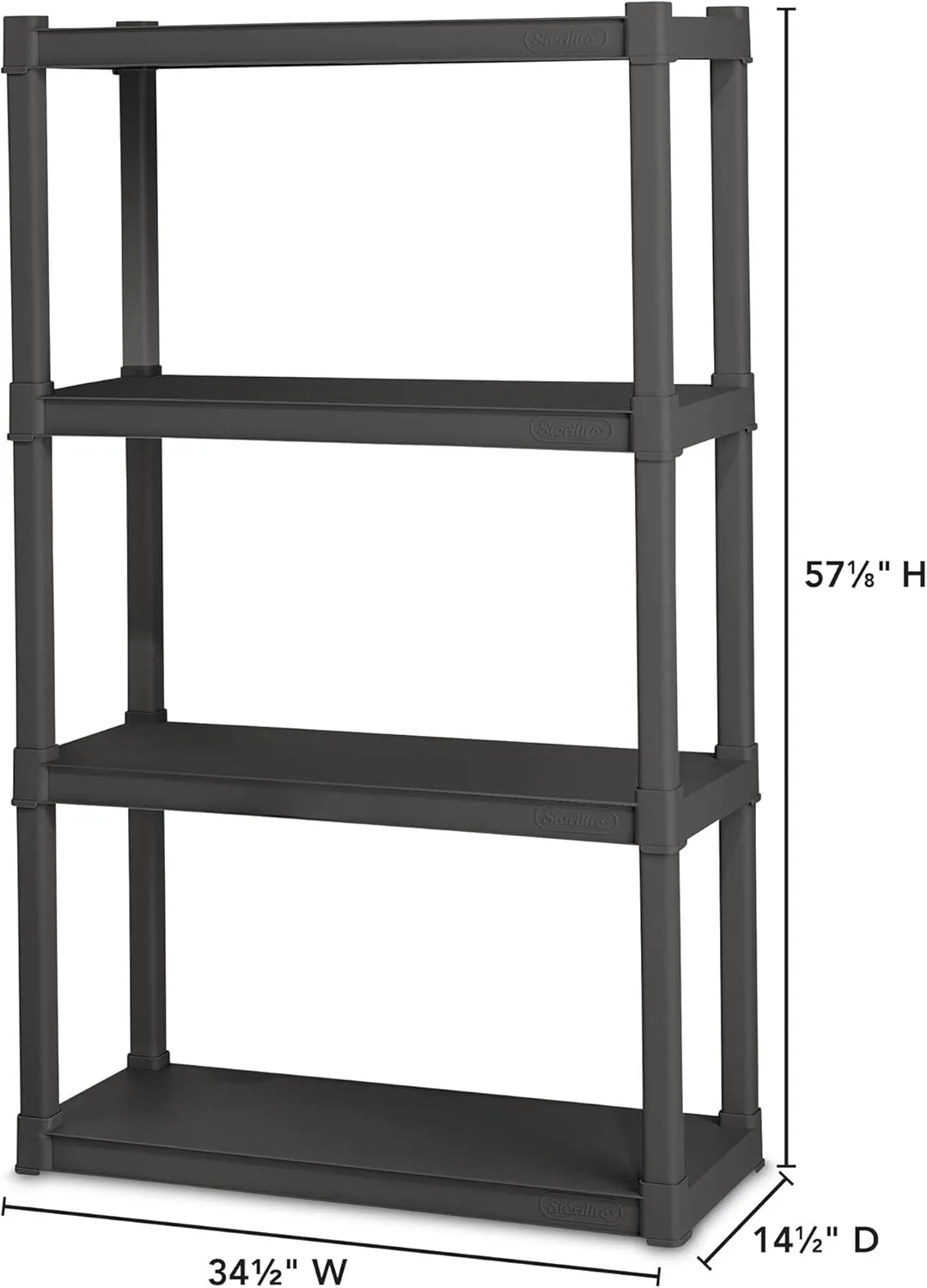 Sterilite 3-Pack 4 Shelf Unit, Heavy-Duty Shelving Storage and Utility Rack - Standing Plastic Organizer Shelves for Kitchen, Bathroom, and Garage