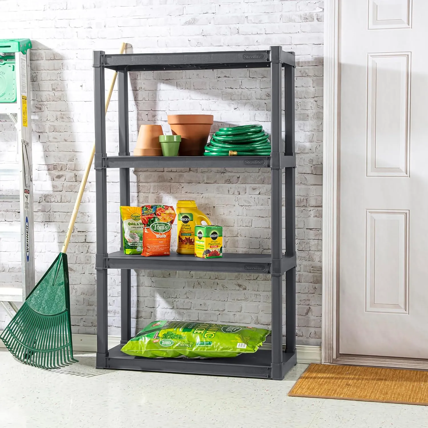 Sterilite 3-Pack 4 Shelf Unit, Heavy-Duty Shelving Storage and Utility Rack - Standing Plastic Organizer Shelves for Kitchen, Bathroom, and Garage