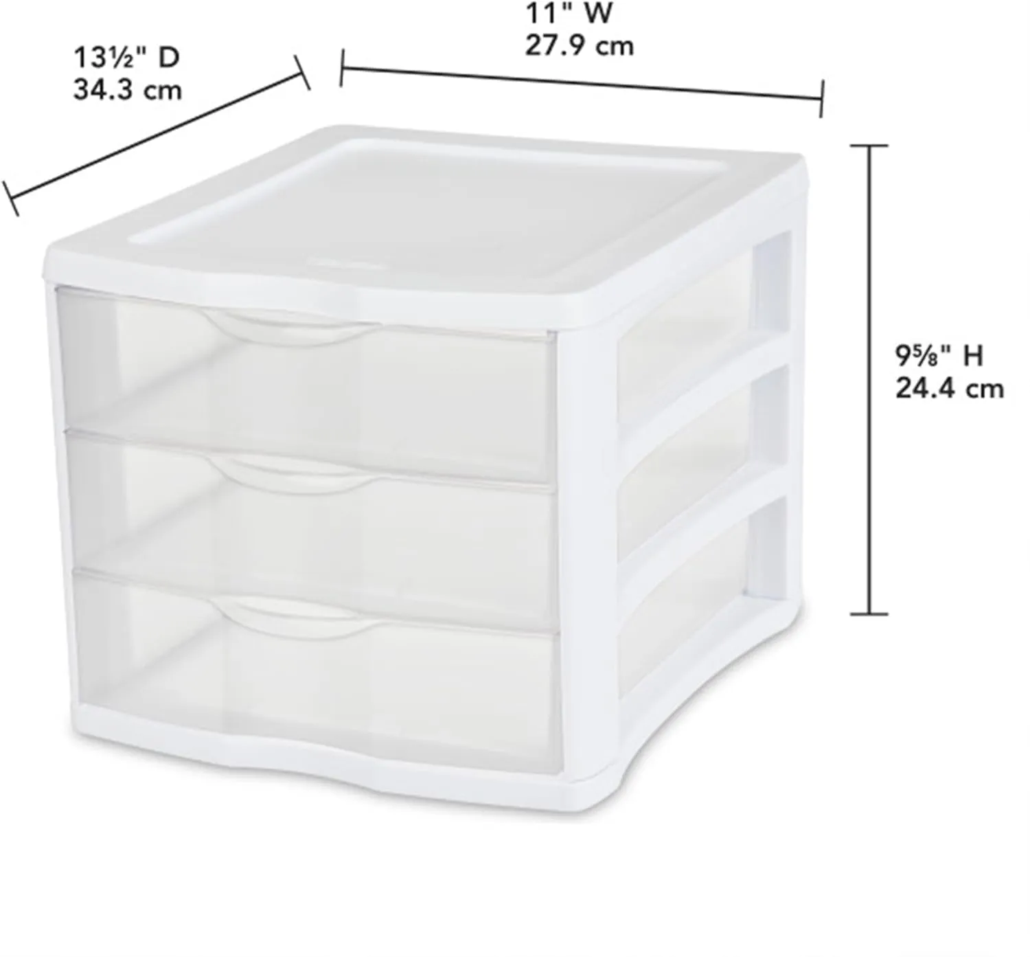 Sterilite 4-Pack Storage Organizer System for Home, Office or Dorm, 3-Drawer, White/Clear