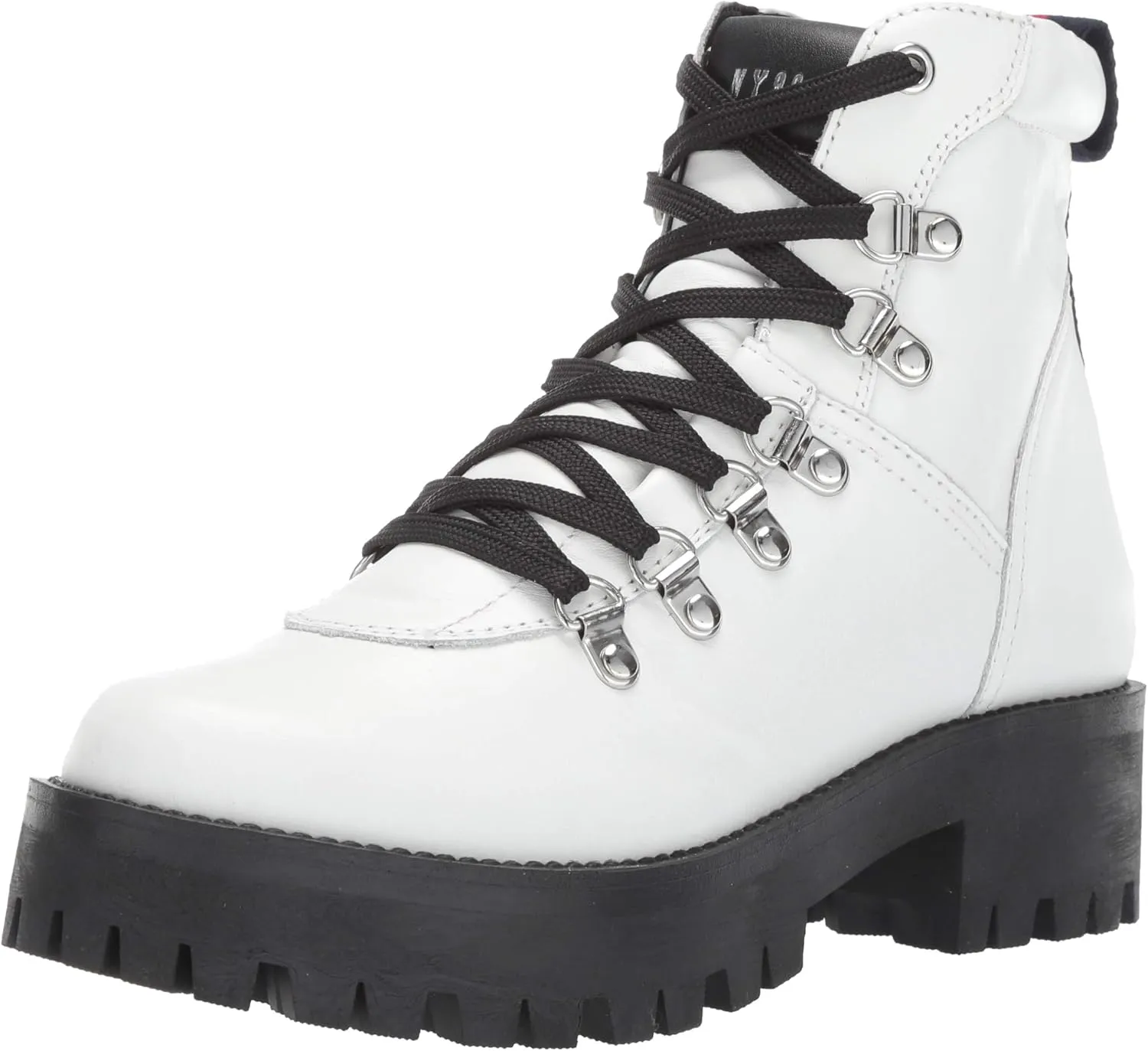 Steve Madden Women's BAM Hiking Boot, white leather, 6 M US