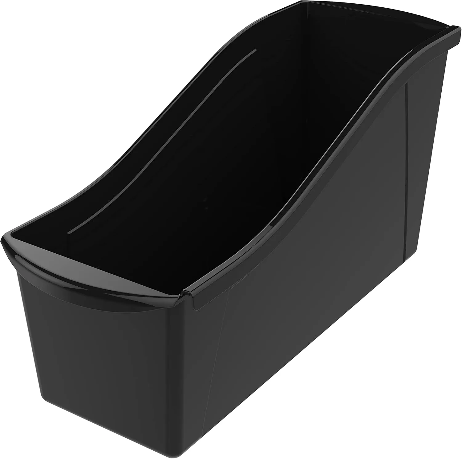Storex Large Book Bin, Interlocking Plastic Organizer for Home, Office and Classroom, Black, 6-Pack (70109C06C)