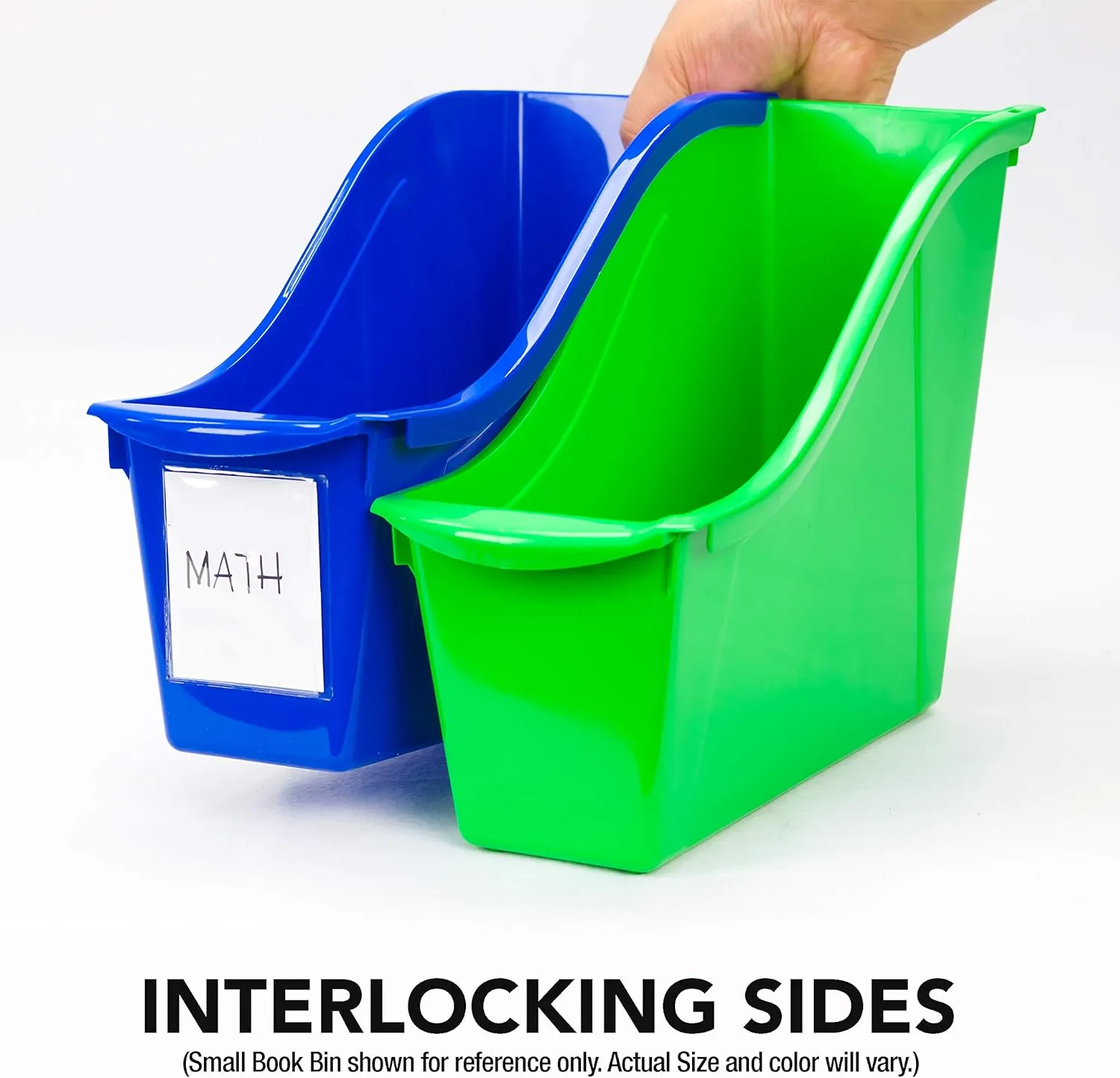 Storex Large Book Bin, Interlocking Plastic Organizer for Home, Office and Classroom, Black, 6-Pack (70109C06C)