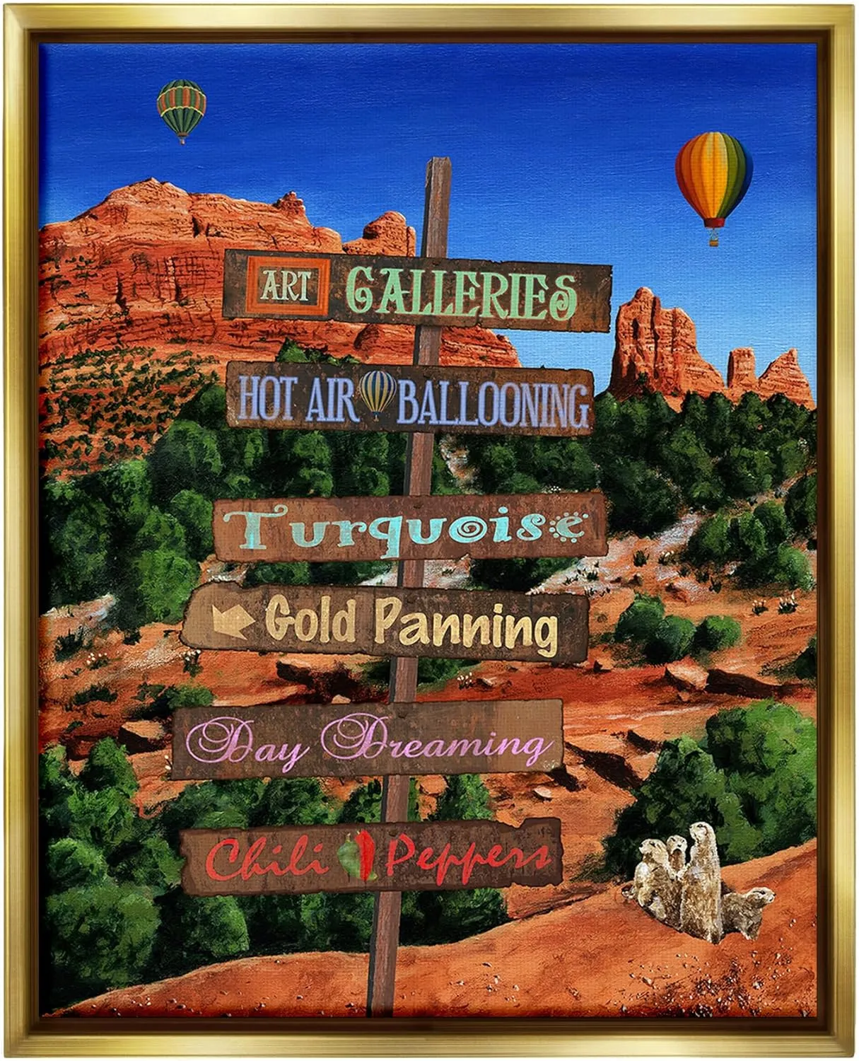 Stupell Industries Desert Activities Sign Framed Floater Canvas Wall Art by Gail Fraser