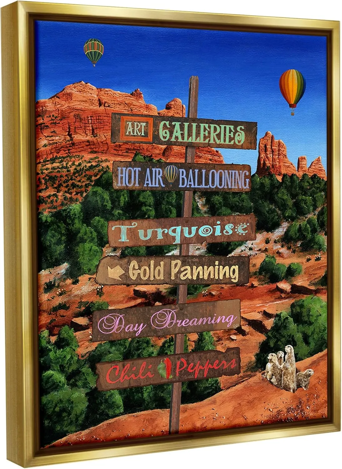 Stupell Industries Desert Activities Sign Framed Floater Canvas Wall Art by Gail Fraser