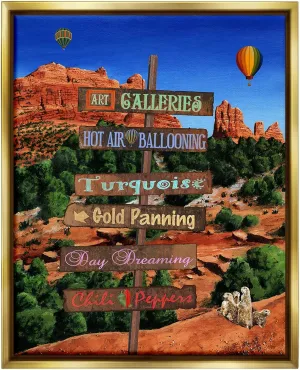 Stupell Industries Desert Activities Sign Framed Floater Canvas Wall Art by Gail Fraser
