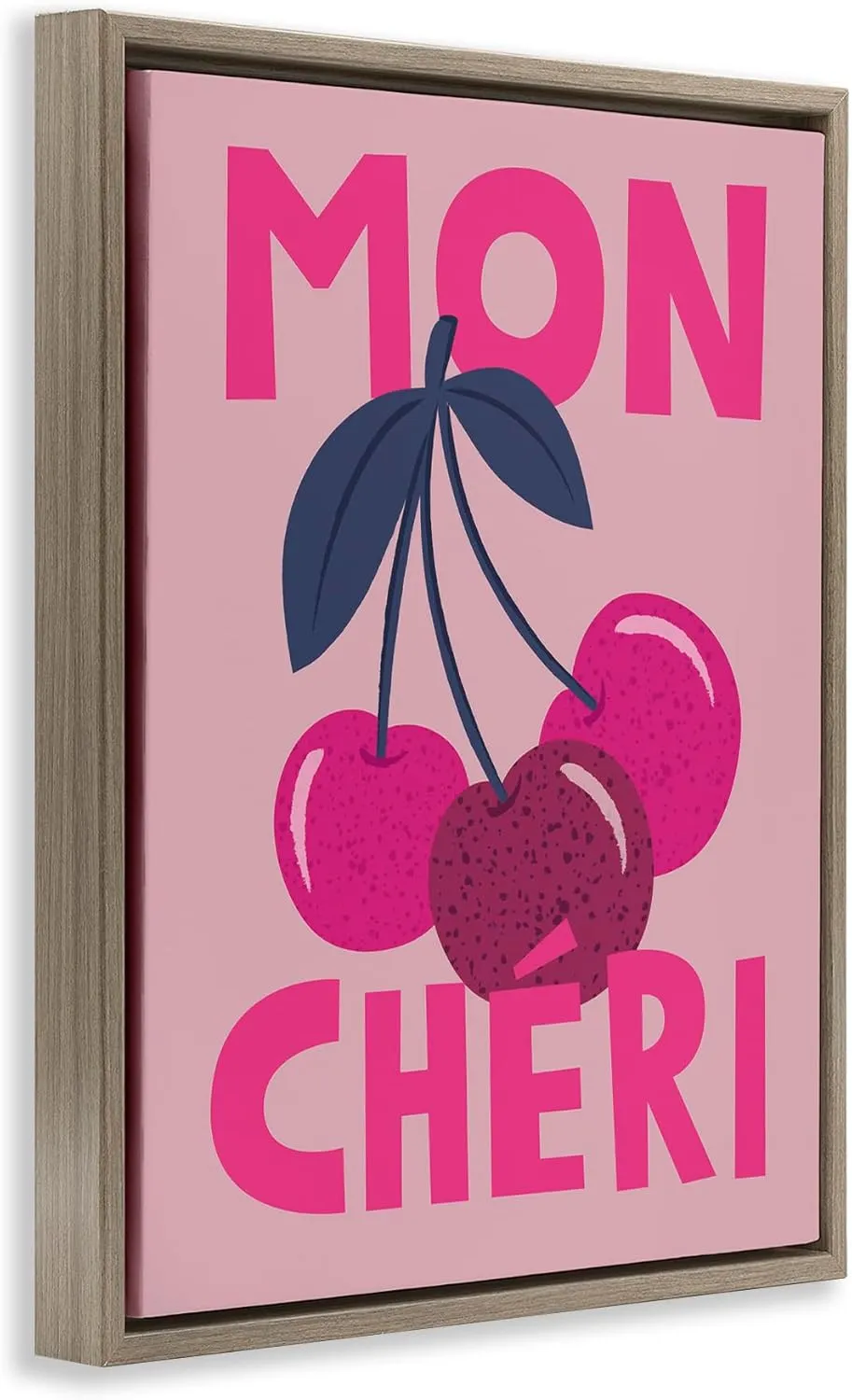 Stupell Industries Mon Cheri Fruits Framed Floater Canvas Wall Art Design by Lisa Perry Whitebutton, Brown Floater Frame, 17 x 21