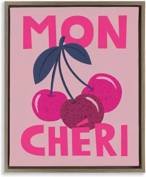 Stupell Industries Mon Cheri Fruits Framed Floater Canvas Wall Art Design by Lisa Perry Whitebutton, Brown Floater Frame, 17 x 21