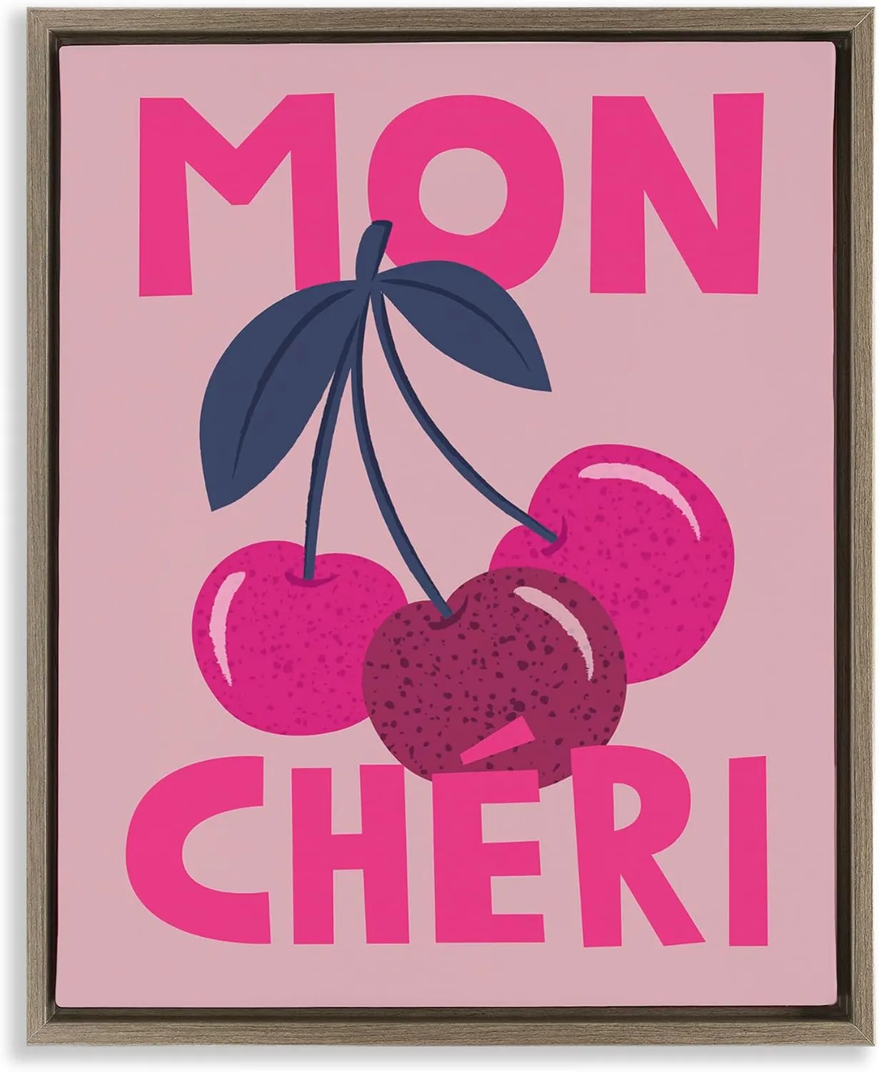 Stupell Industries Mon Cheri Fruits Framed Floater Canvas Wall Art Design by Lisa Perry Whitebutton, Brown Floater Frame, 17 x 21