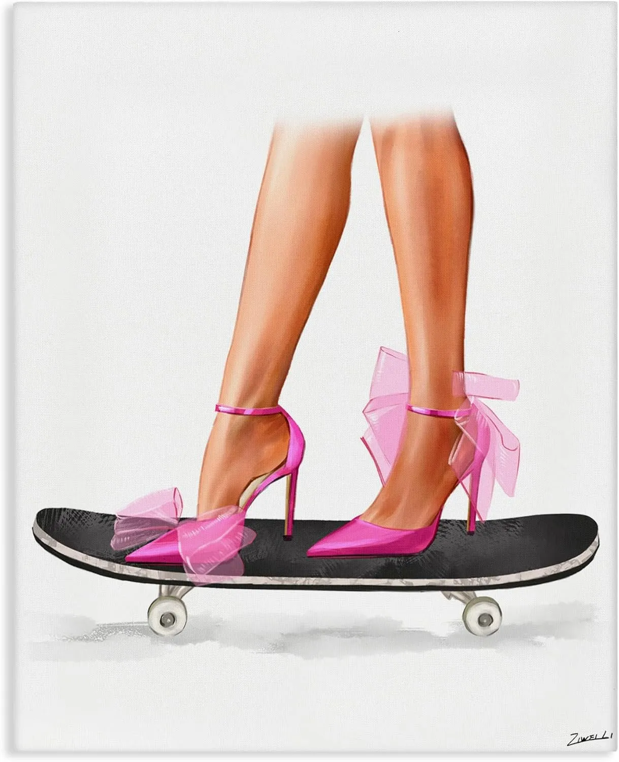 Stupell Industries Pink Heels on Skateboard Canvas Wall Art Design by Ziwei Li, 16 x 20