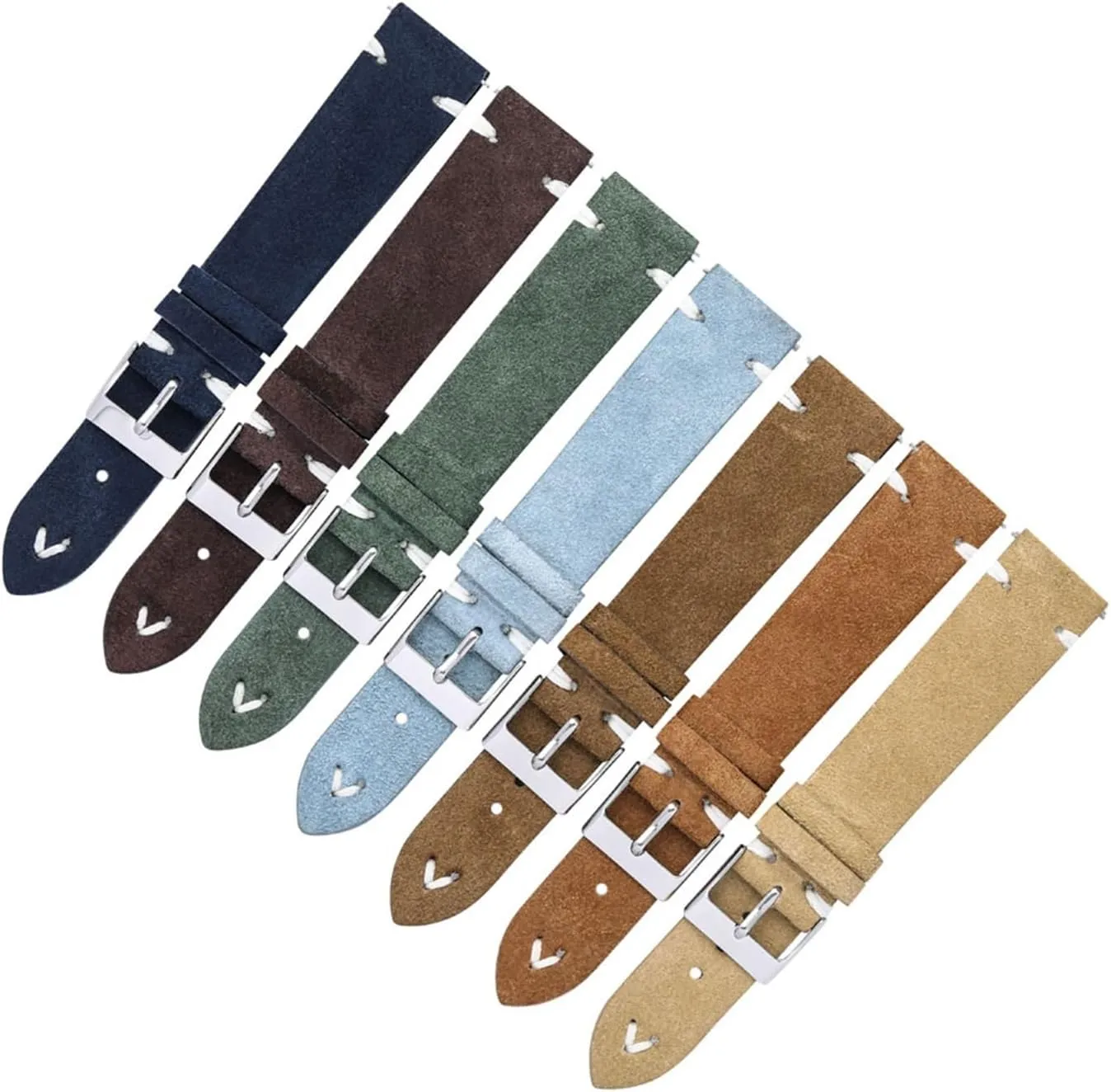 Suede Watch Bands Straps Handmade for Men Women Leather Watch Strap Suede Brown 7 Colors Quick Release Watch Wristband