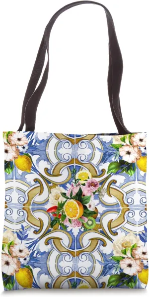 Summer,Italian,Sicilian style,lemon,mosaic art Tote Bag
