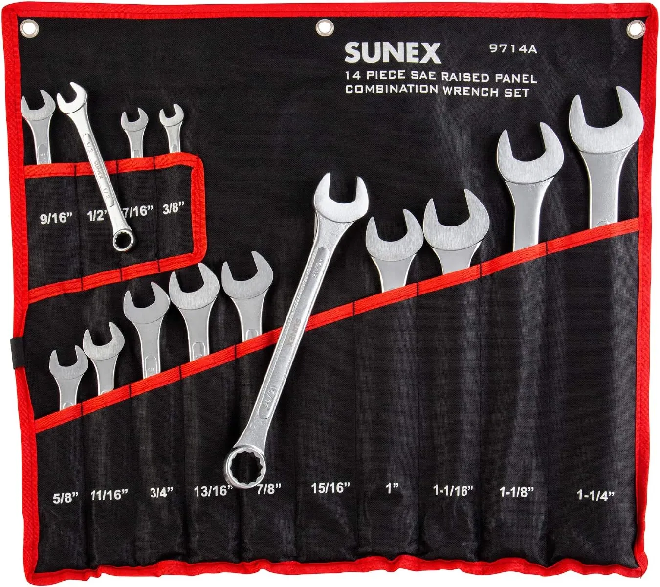 SUNEX TOOLS 9714A SAE Combination Wrench Set, 14 Piece