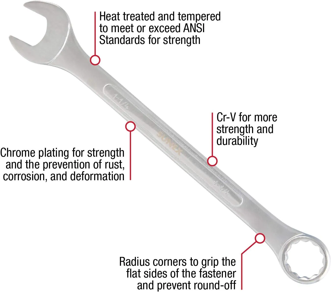 SUNEX TOOLS 9714A SAE Combination Wrench Set, 14 Piece