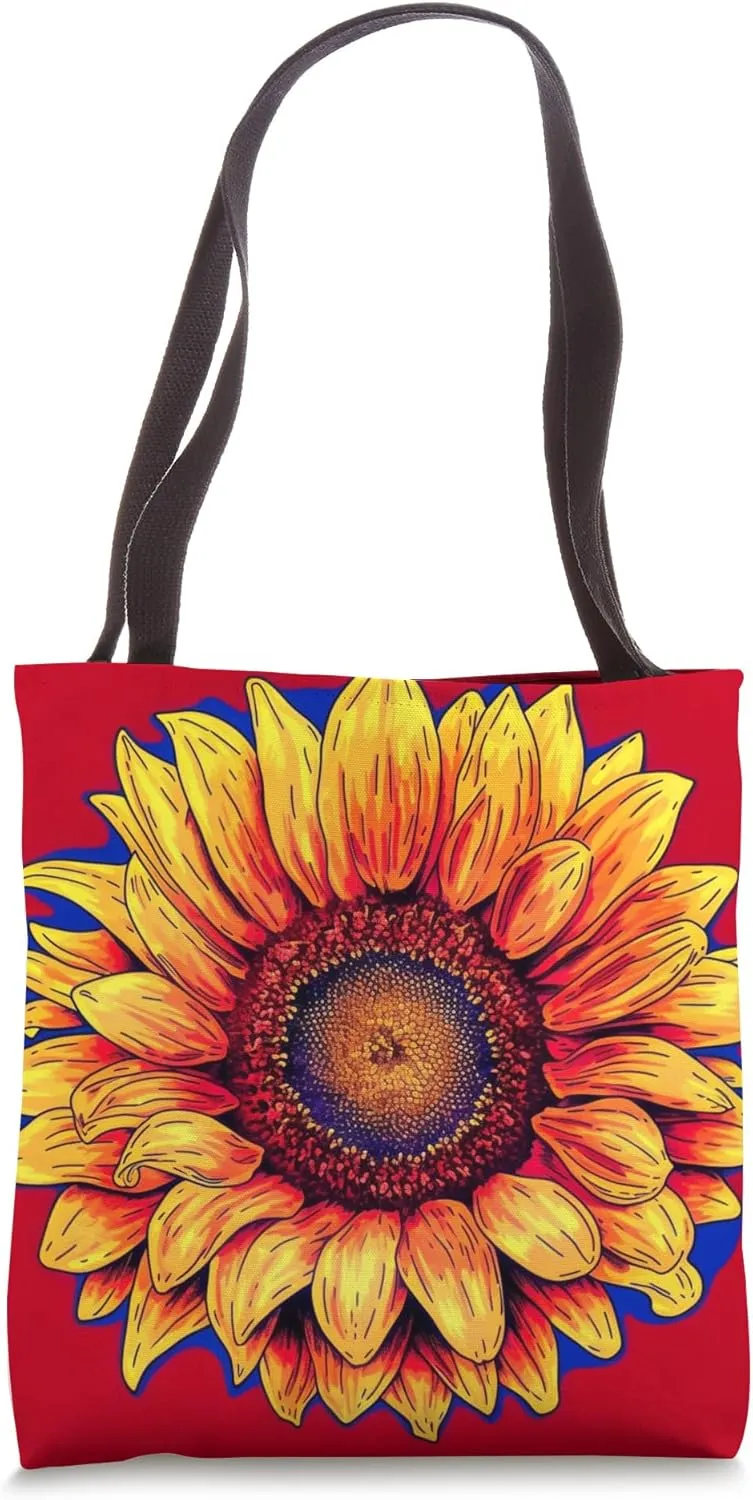 Sunlit Heritage, Wildflower, Pop Art Sunflower themed Tote Bag