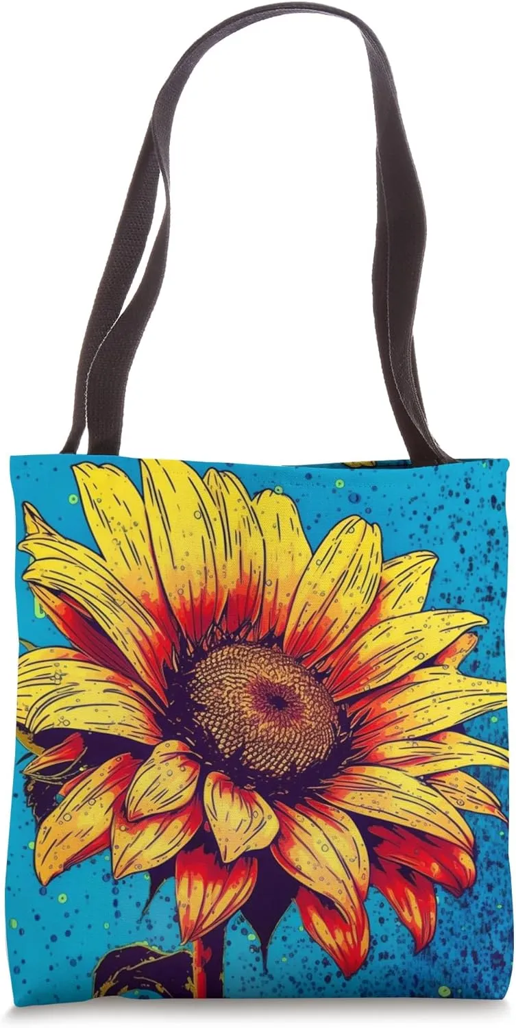 Sunlit Heritage, Wildflower, Pop Art Sunflower themed Tote Bag