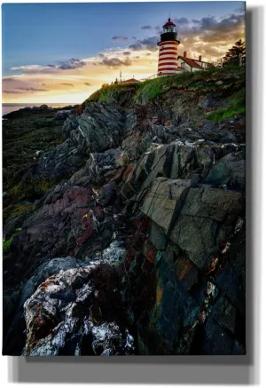 'Sunset At West Quoddy Head Light' by Rick Berk Canvas Wall Art, 18" x 26"