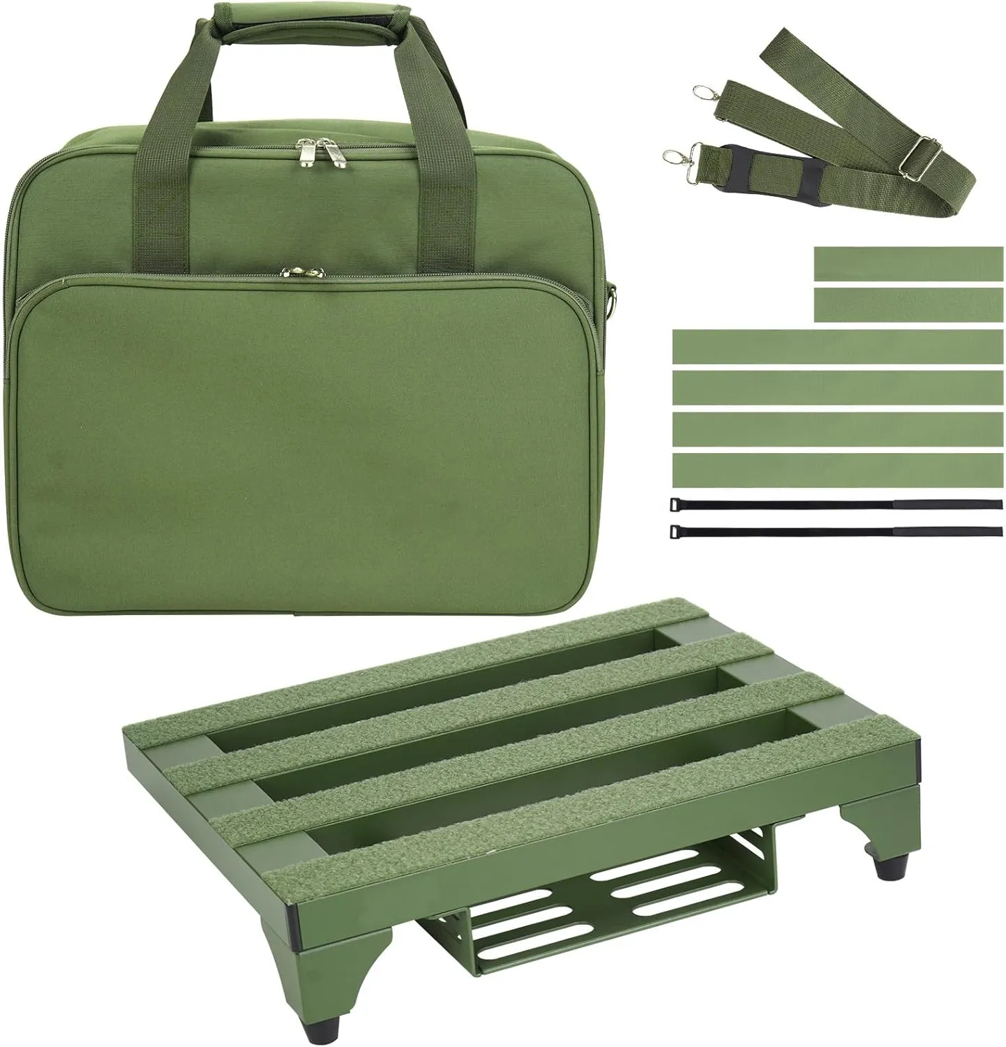 Super Light 2.1 lb Guitar Pedal Board 14" x 10.6" Aluminum Alloy Pedalboard with Power Supply Cradle (Green, APB-14GN)