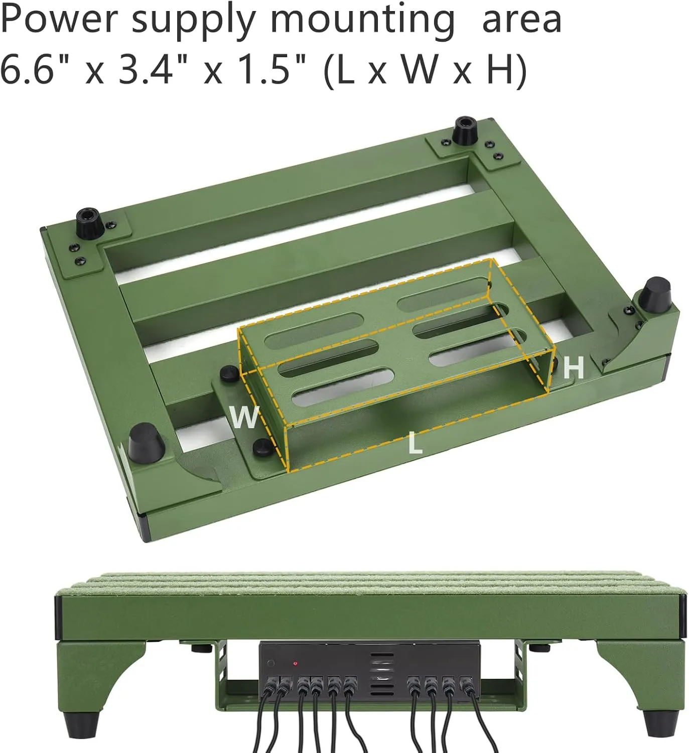 Super Light 2.1 lb Guitar Pedal Board 14" x 10.6" Aluminum Alloy Pedalboard with Power Supply Cradle (Green, APB-14GN)
