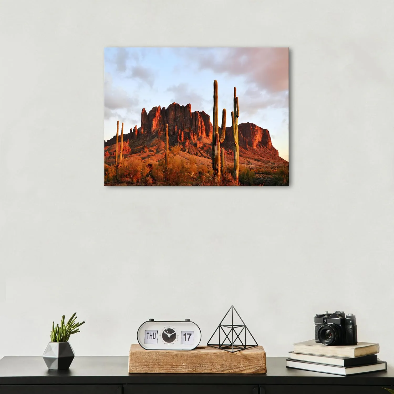 Superstition Desert Wall Art for Living Room Arizona Cactus Decor Mountain Pictures Wall Decor Nature Western Mountains Scenery Painting Sunset Canvas Prints Artwork Office Home Decoration 12x16"